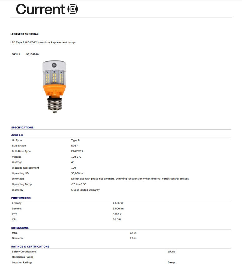 LED45ED17/730/HAZ # 93134846