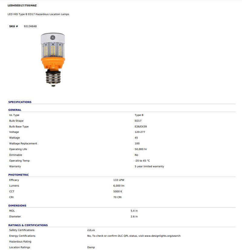 LED45ED17/750/HAZ # 93134848 — LEDandDriver