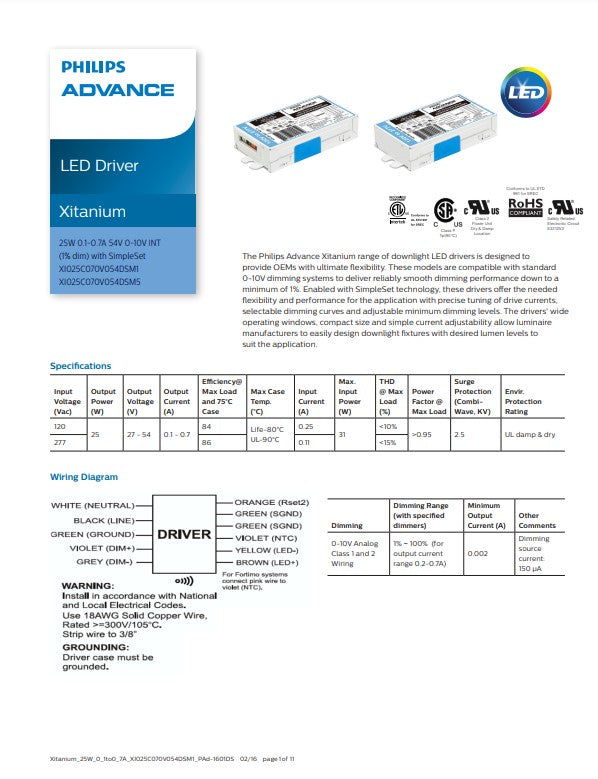 Advance XI025C070V054DSM1 LED Driver