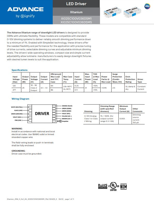 Advance Xitanium XI025C100V036DSM1
