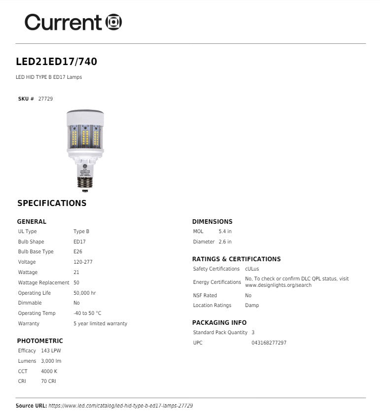 LED21ED17/740 # 27729