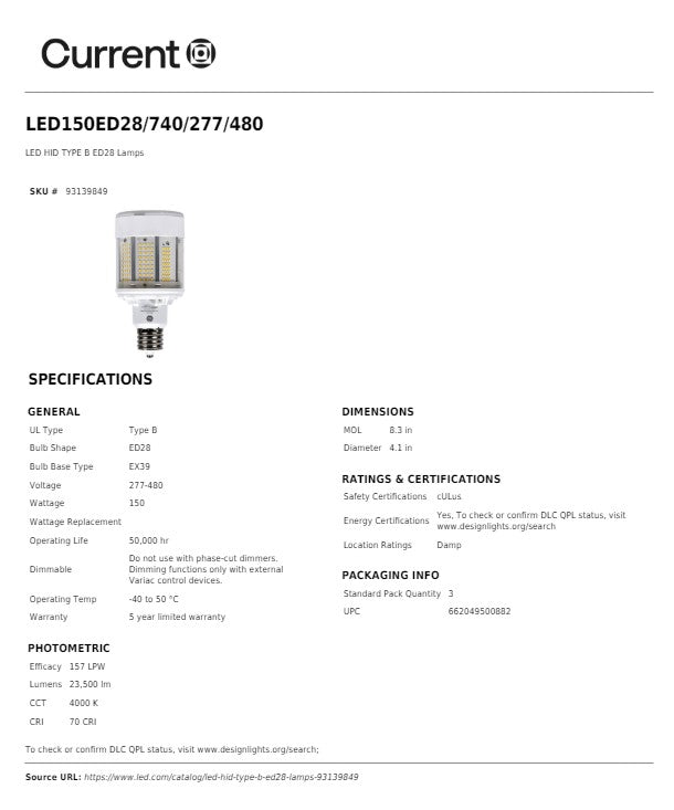LED150ED28/740/277/480 # 93139849