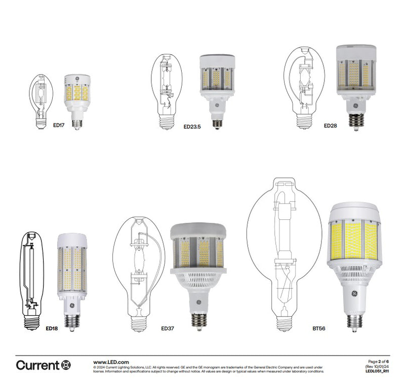 LED450BT56-750 GE LED Corn Light 450 Watt 5000K 277-480V