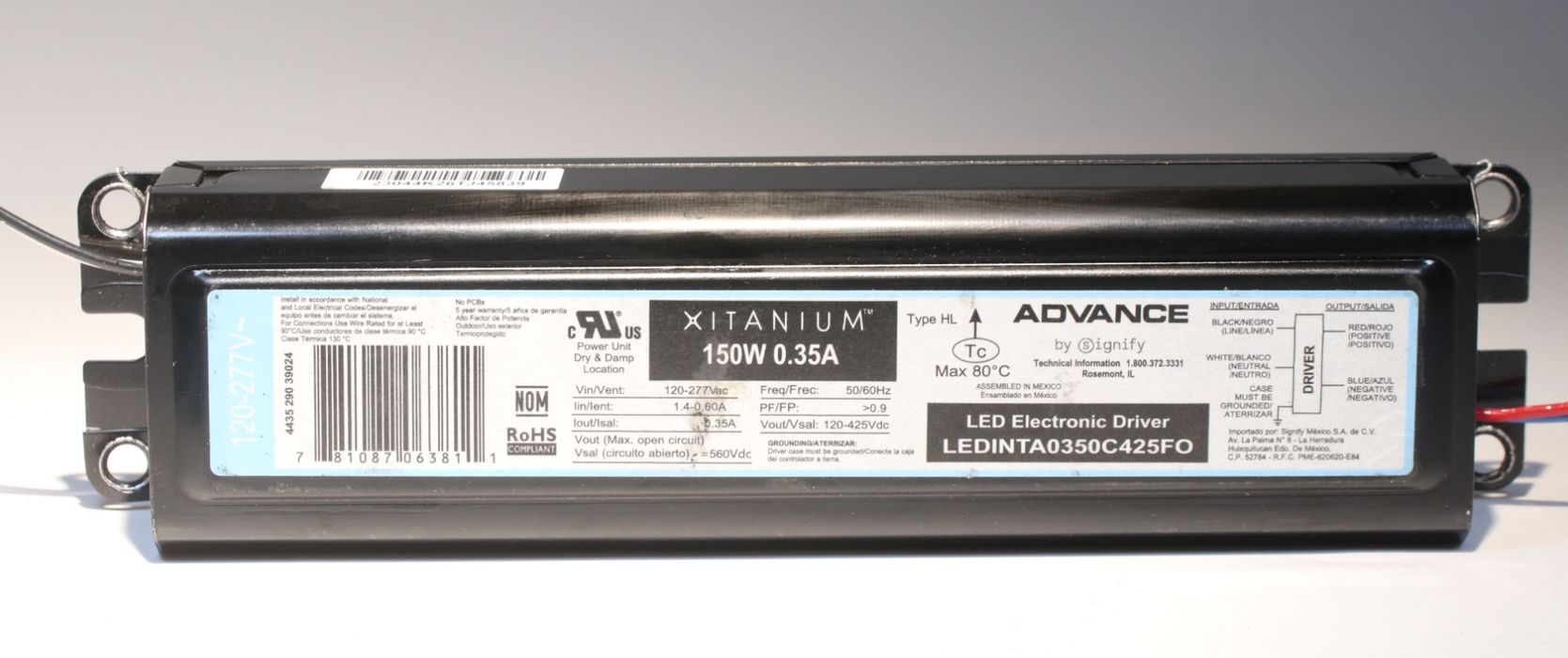 Advance LEDINTA0350C425FO 150 Watt LED Driver