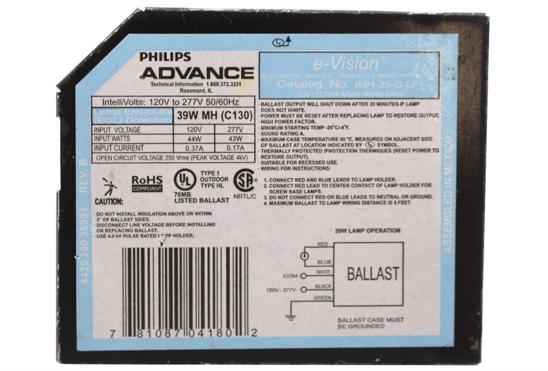 Advance IMH-39G-LF 39 Watt Electronic Metal Halide Ballast