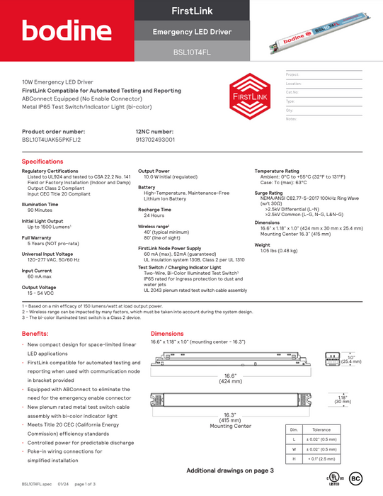 Bodine BSL10T4FL (BSL10T4UAK55PKFLI2)