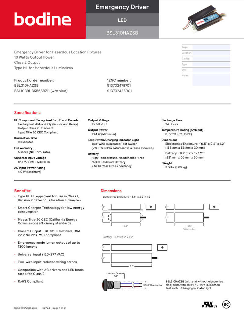 Bodine BSL310HAZSB