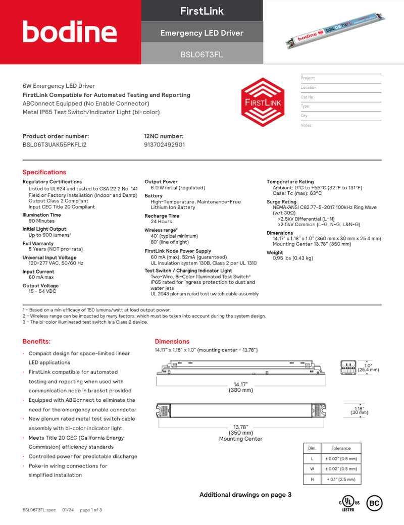 Bodine BSL06T3FL (BSL06T3UAK55PKFLI2)