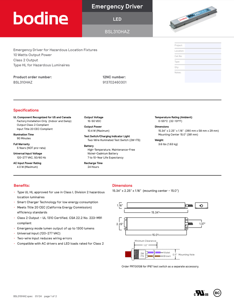 Bodine BSL310HAZ