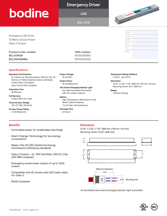 Bodine BSL310M2W