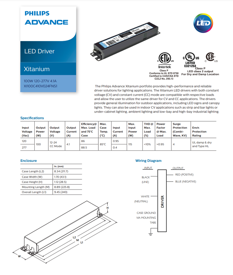 Advance XI100C410V024FNS1 Electronic LED Driver