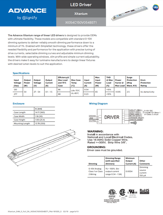 XI054C150V054BST1  Specs