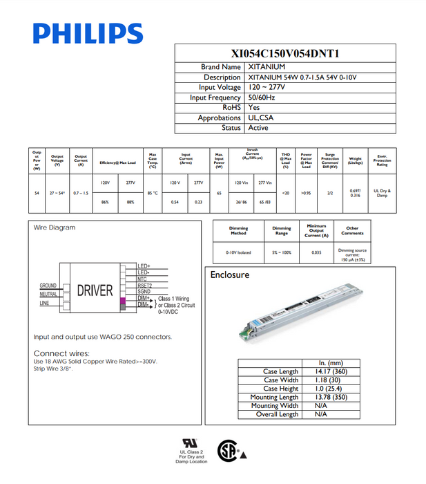 xi054c150v054dnt1 Spec Sheet